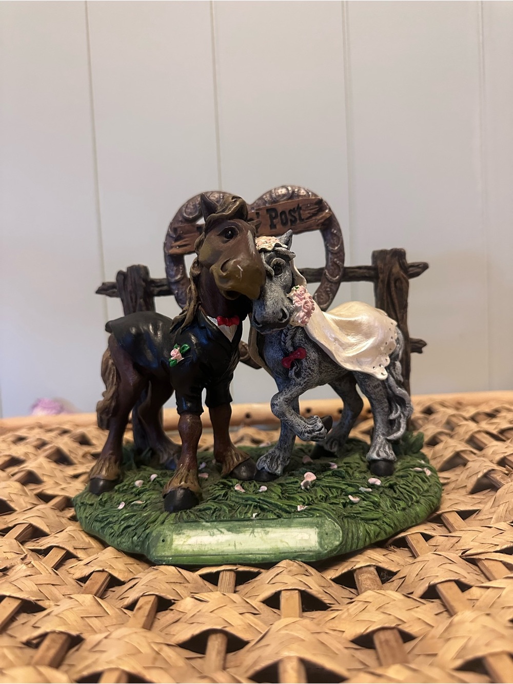 Wedding toppers or display of a Romantic Horse Couple Figurine - Brown & Gray